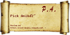 Pick Anikó névjegykártya